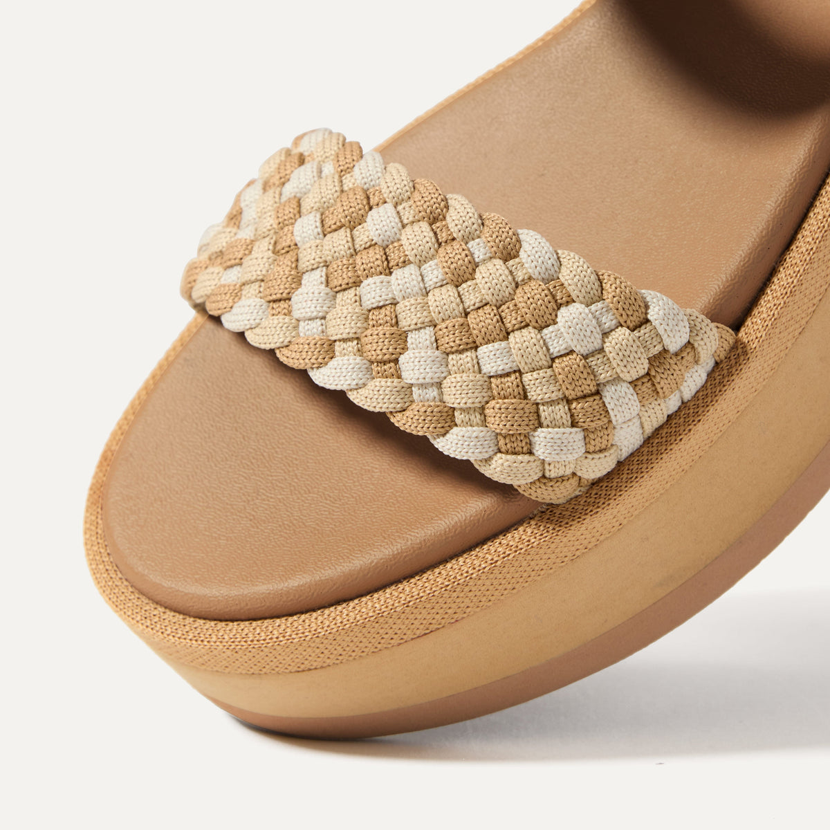 Women's Ankle Strap Platform Sandal in Beach Sand Woven | Rothys Women