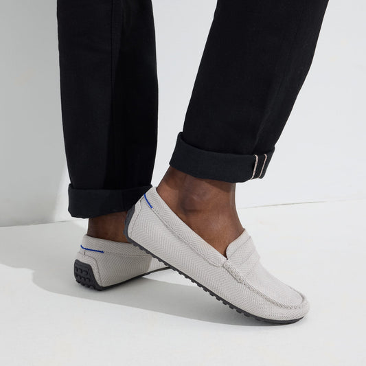 The Driving Loafer in Light Grey Herringbone for Men | Rothys Men