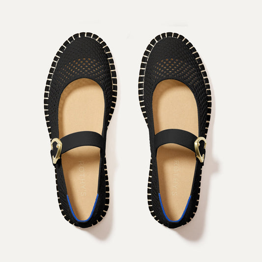 The Espadrille Mary Jane in Black | Rothys Women