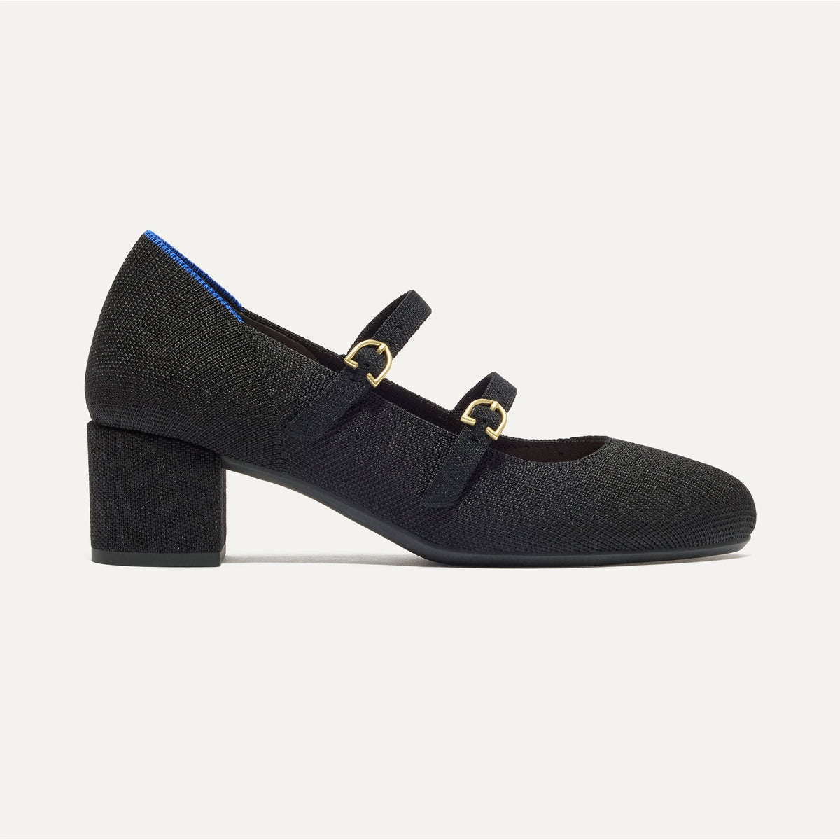 The Double Buckle Mary Jane Heel in Black | Rothys Women