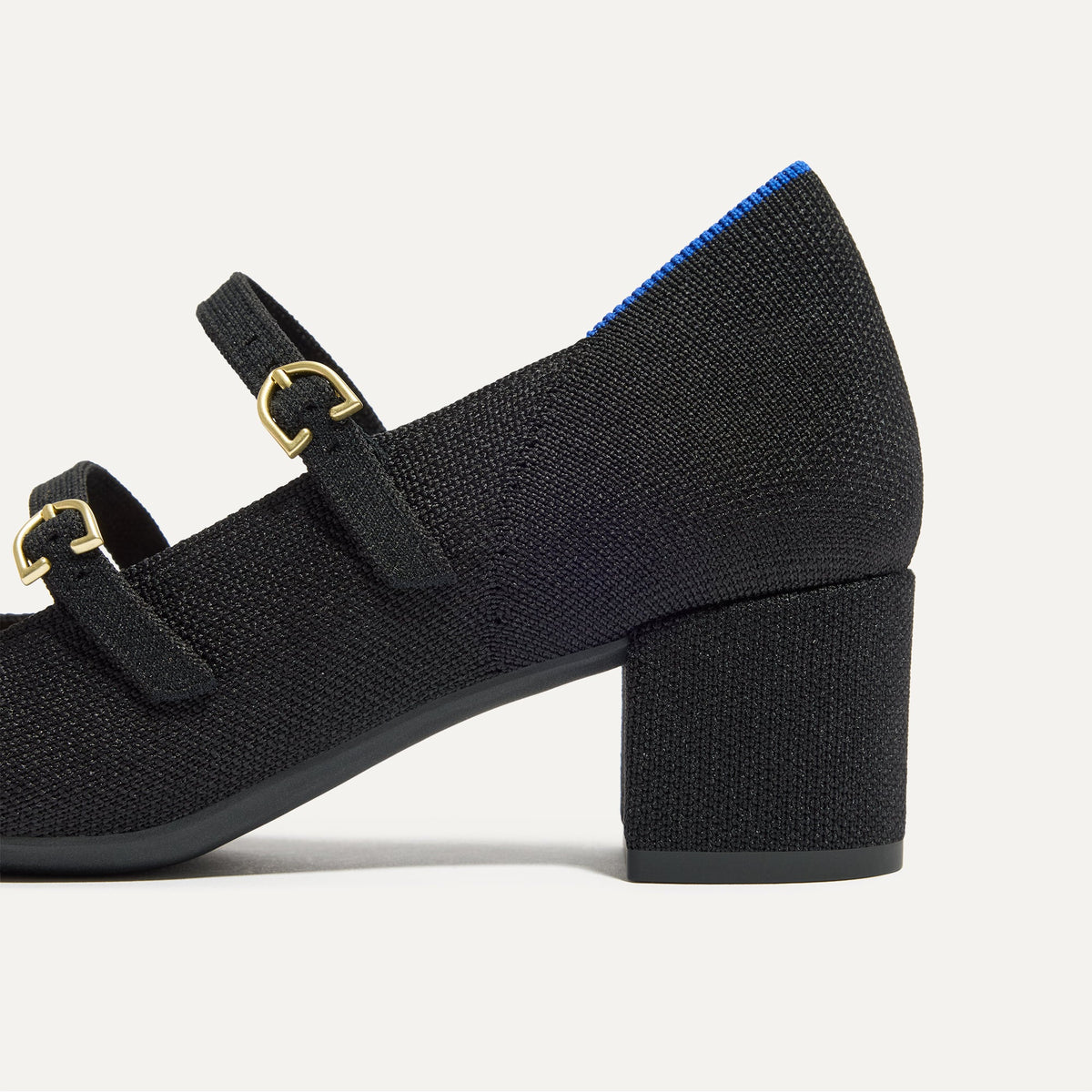 The Double Buckle Mary Jane Heel in Black | Rothys Women