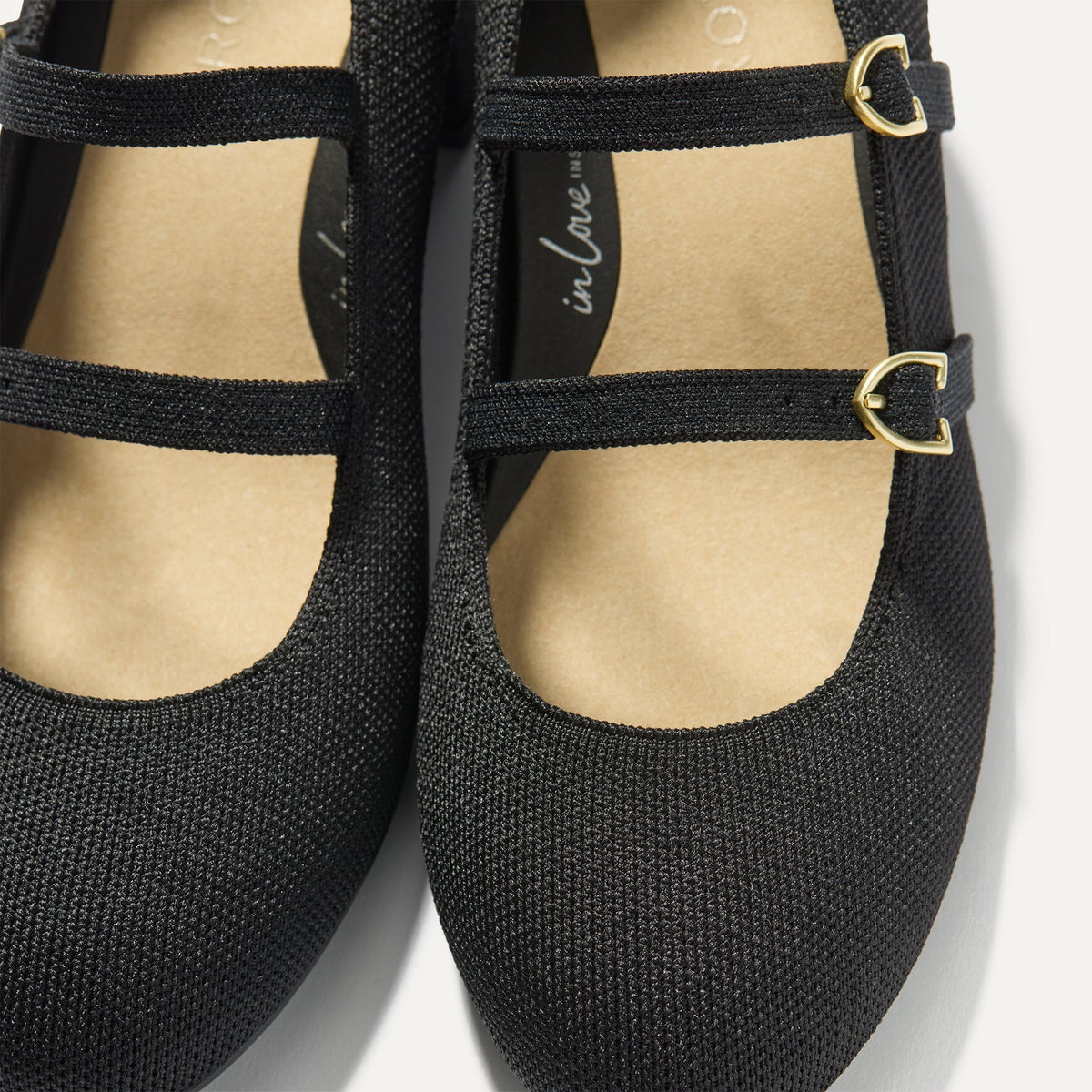 The Double Buckle Mary Jane Heel in Black | Rothys Women
