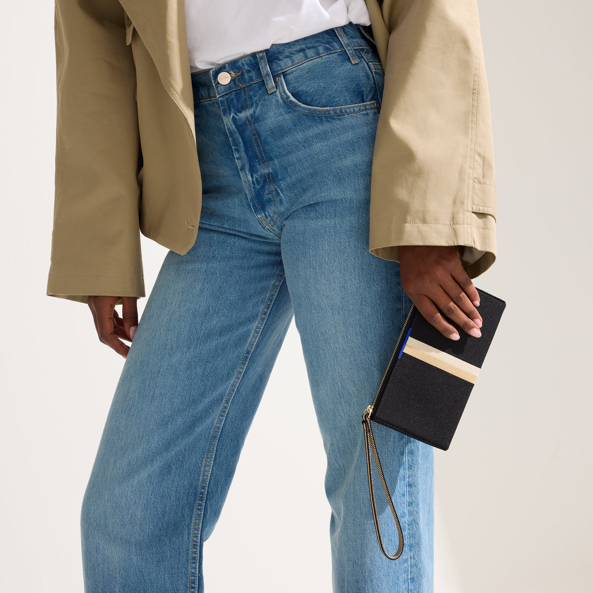 Wallet Wristlet in Black Portobello Stripe | Rothys Bags
