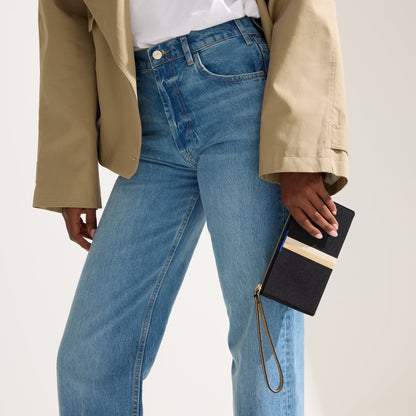 Wallet Wristlet in Black Portobello Stripe | Rothys Bags