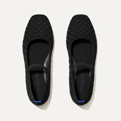 The Max Square Mary Jane in Black Sand | Rothys Women