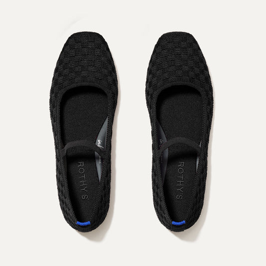 The Max Square Mary Jane in Black Sand | Rothys Women