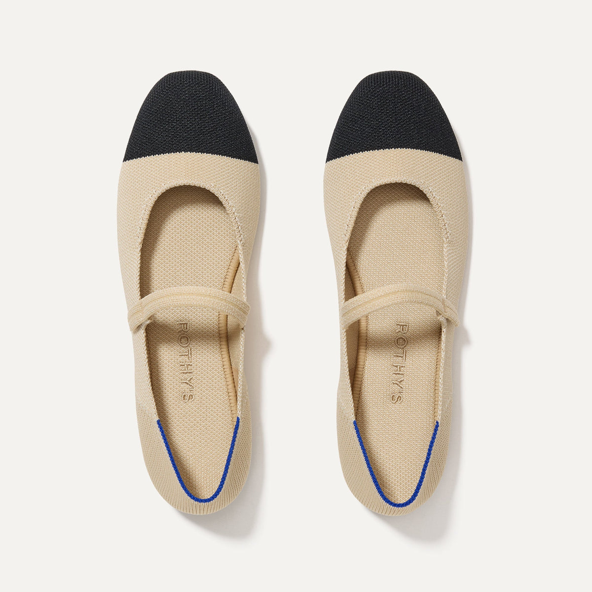 The Square Mary Jane in Cream Captoe | Rothys Women