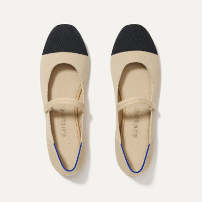 The Square Mary Jane in Cream Captoe | Rothys Women