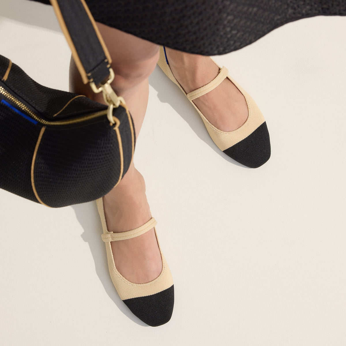 The Square Mary Jane in Cream Captoe | Rothys Women