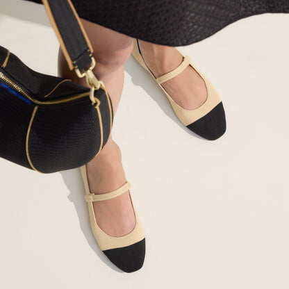 The Square Mary Jane in Cream Captoe | Rothys Women