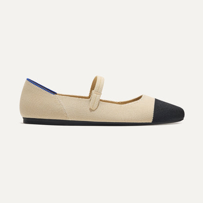 The Square Mary Jane in Cream Captoe | Rothys Women