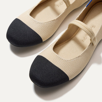 The Square Mary Jane in Cream Captoe | Rothys Women