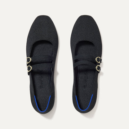 The Double Buckle Mary Jane in Black | Rothys Women