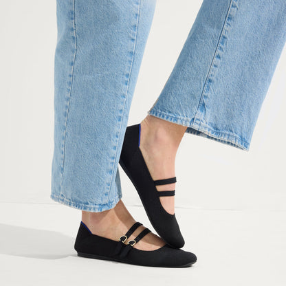 The Double Buckle Mary Jane in Black | Rothys Women
