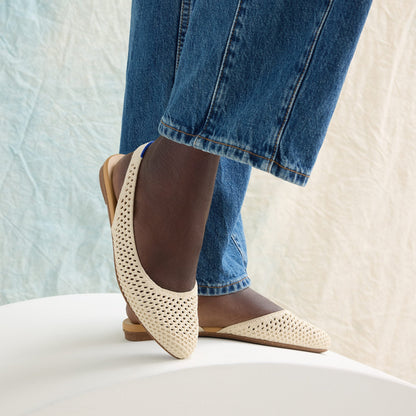 The Almond Slingback in Off White Mesh | Rothys Women