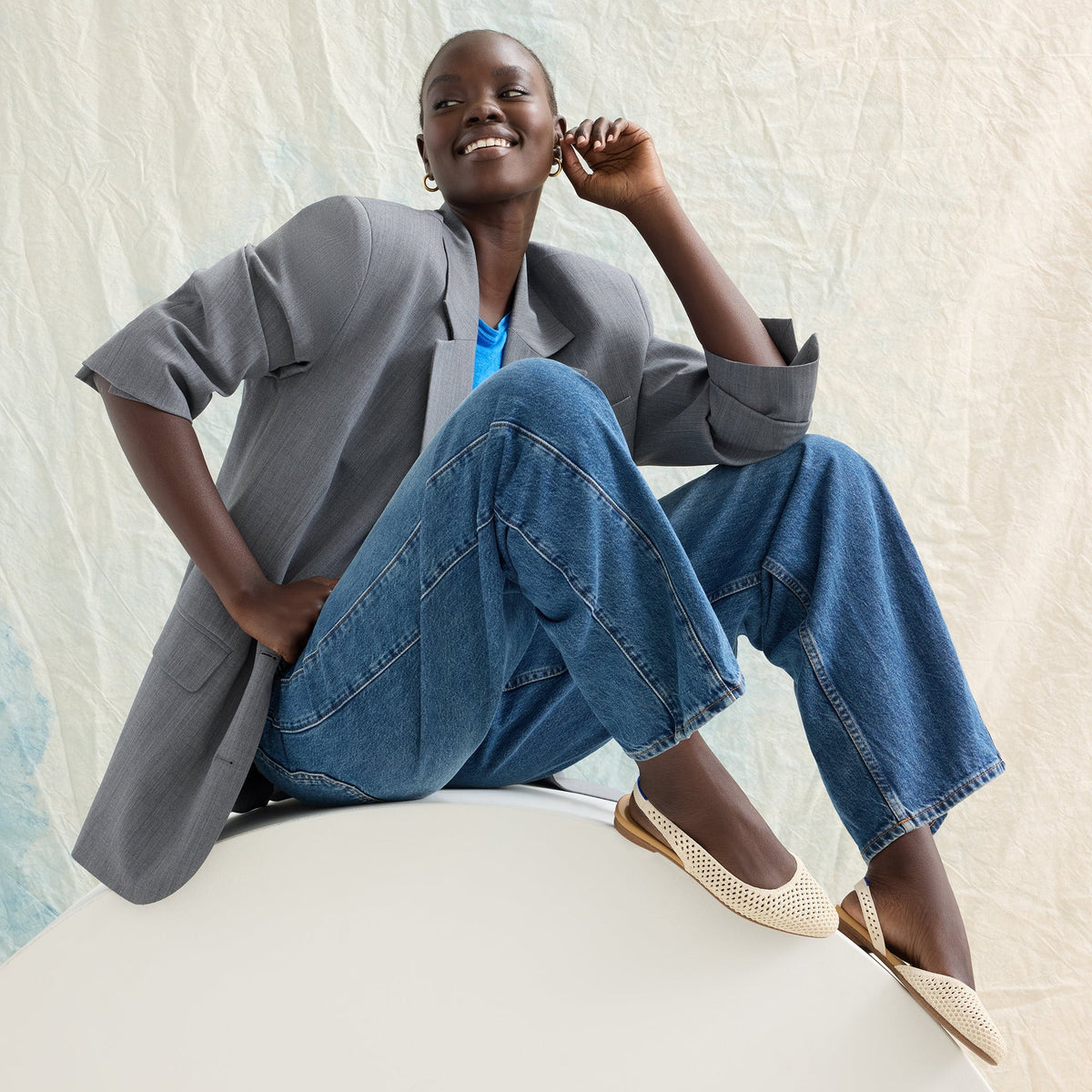 The Almond Slingback in Off White Mesh | Rothys Women