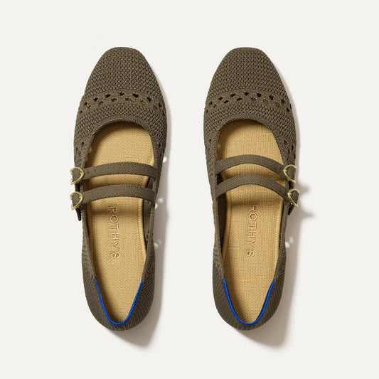 The Double Buckle Mary Jane in Safari Crochet | Rothys Women