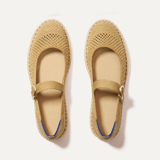 The Espadrille Mary Jane in Metallic Golden Sun | Rothys Women