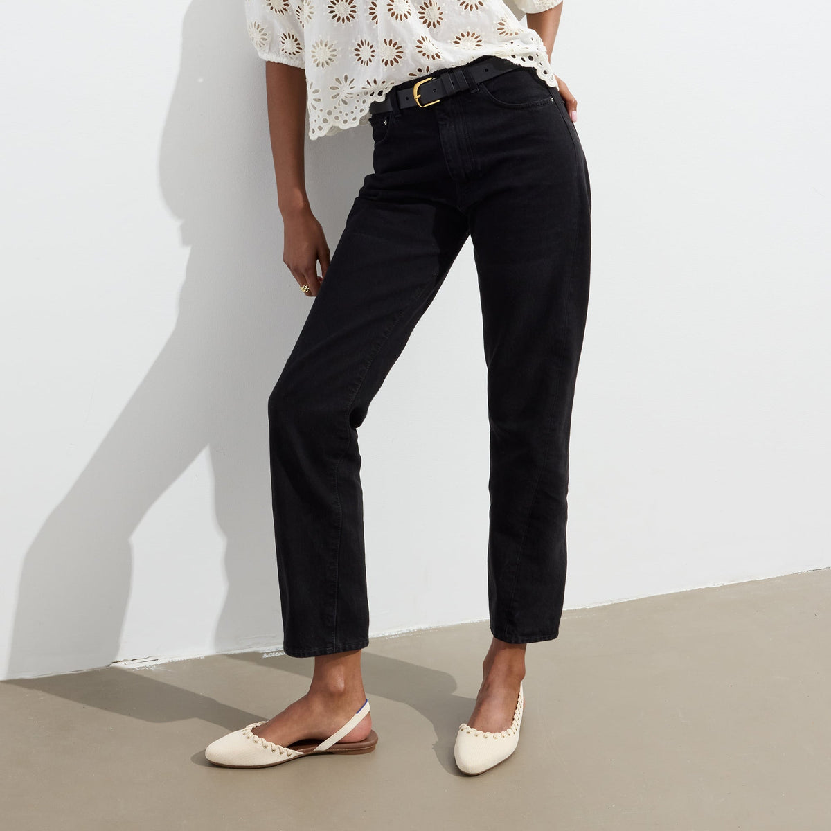 The Almond Slingback in Eyelet Ivory | Rothys Women