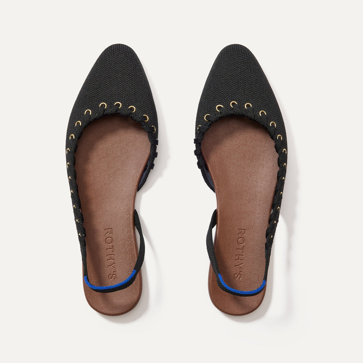 The Almond Slingback in Eyelet Black | Rothys Women