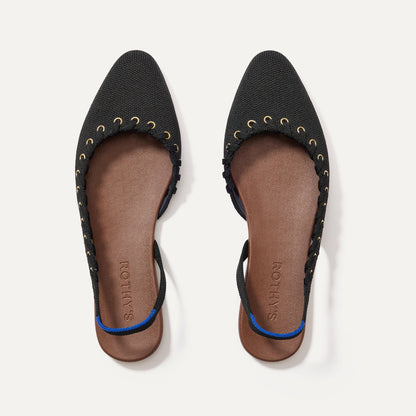 The Almond Slingback in Eyelet Black | Rothys Women