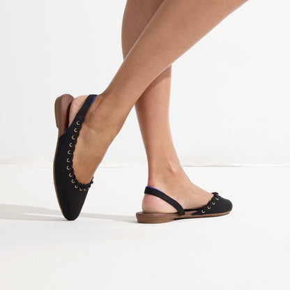 The Almond Slingback in Eyelet Black | Rothys Women