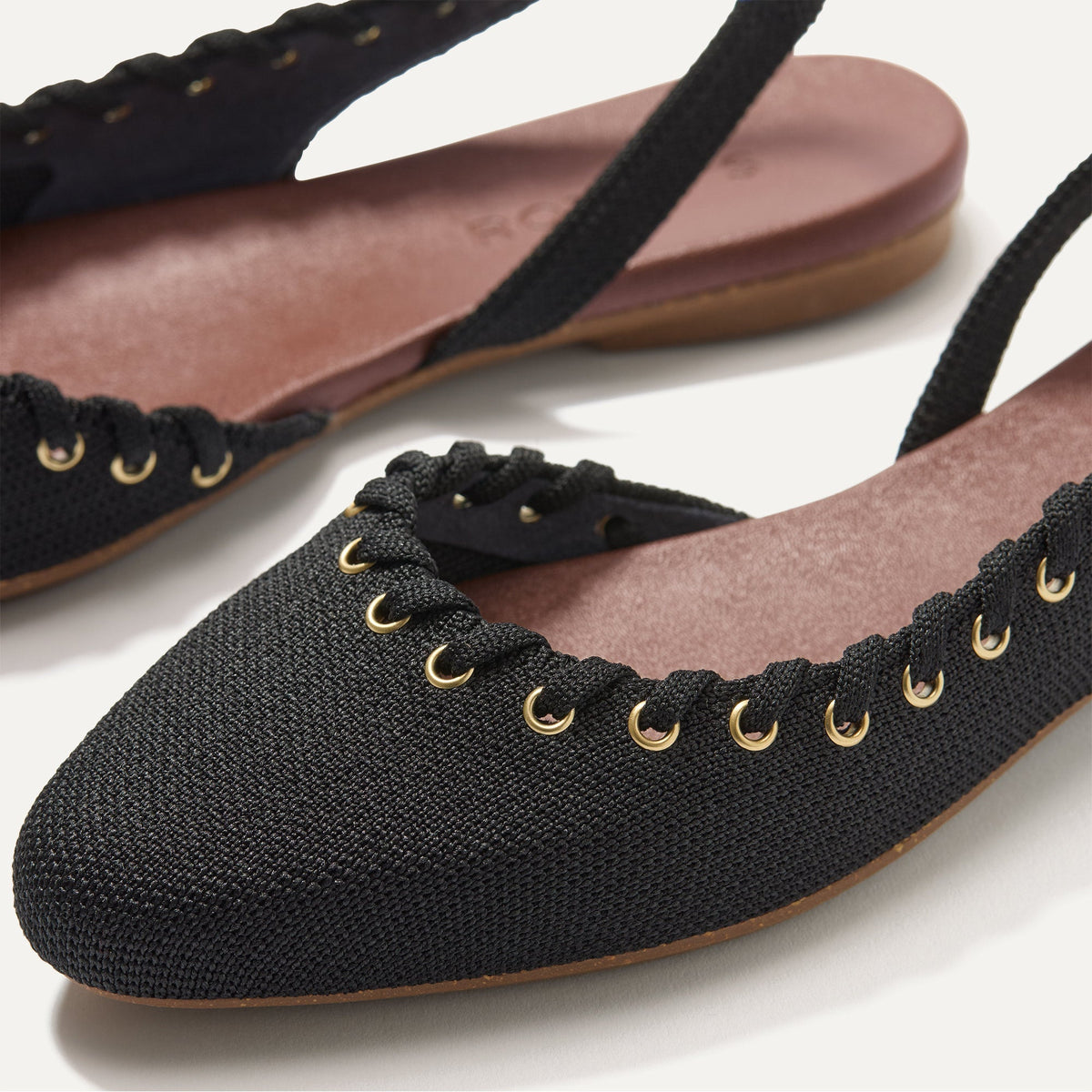 The Almond Slingback in Eyelet Black | Rothys Women