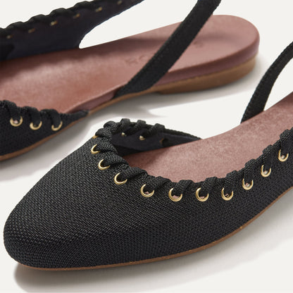 The Almond Slingback in Eyelet Black | Rothys Women