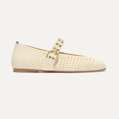 The Max Buckle Mary Jane in Off White Mesh | Rothys Women