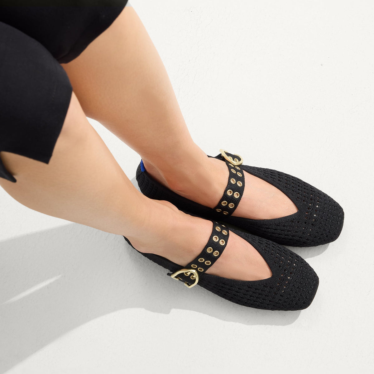 The Max Buckle Mary Jane in Black Mesh | Rothys Women