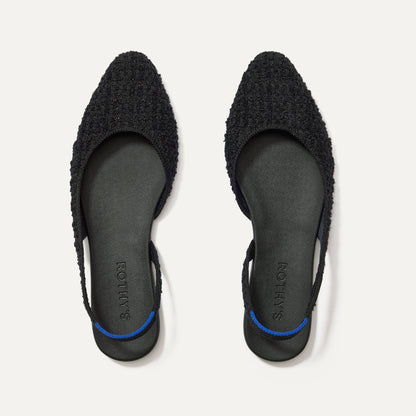 The Almond Slingback in Black Bouclé | Rothys Women