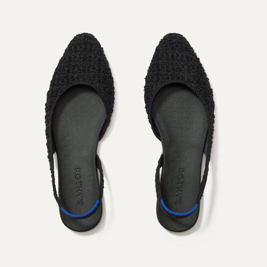 The Almond Slingback in Black Bouclé | Rothys Women