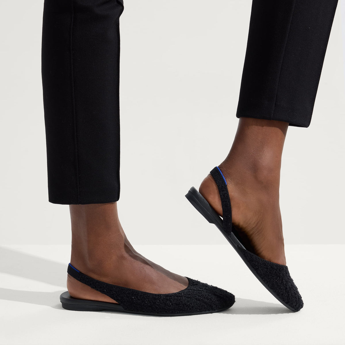 The Almond Slingback in Black Bouclé | Rothys Women