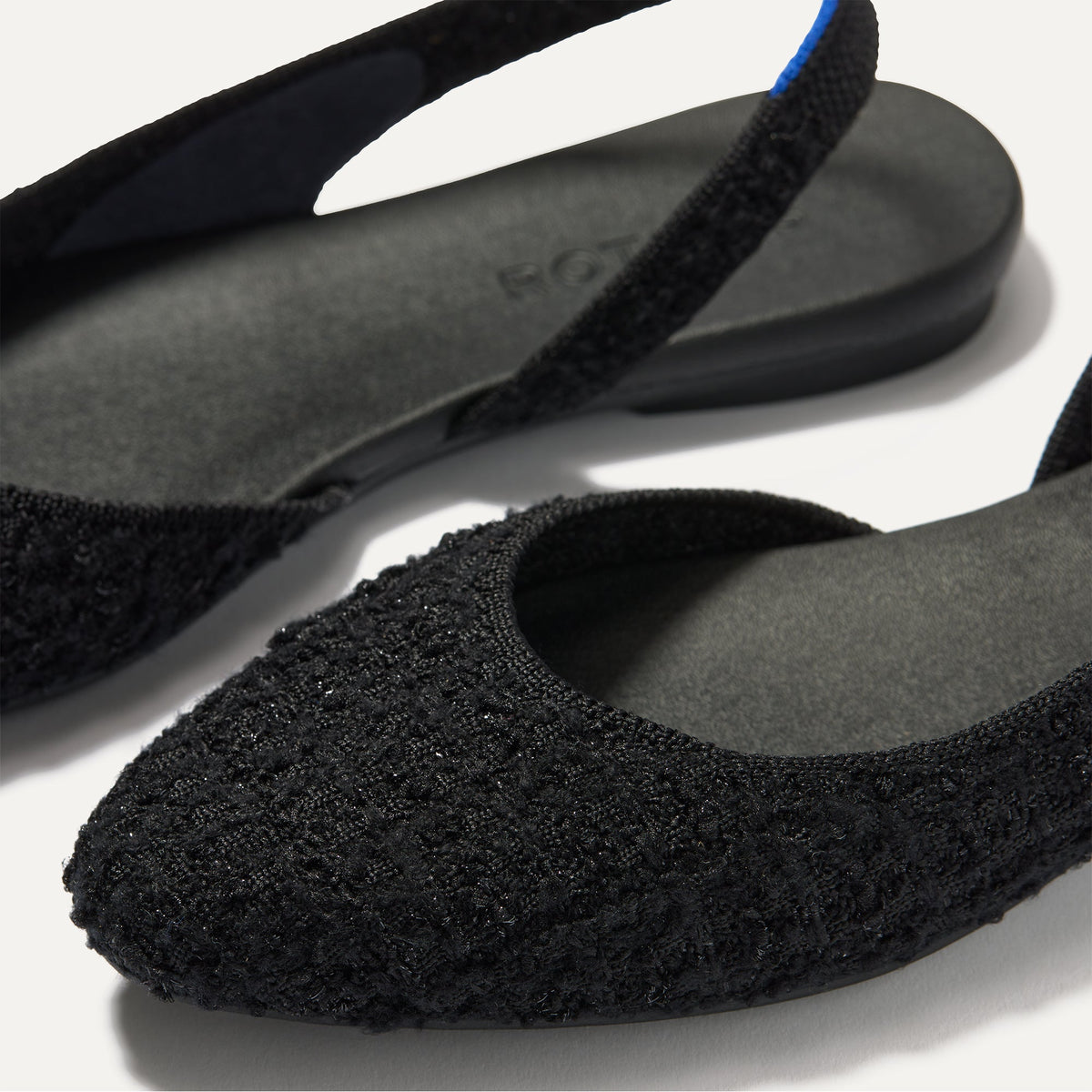 The Almond Slingback in Black Bouclé | Rothys Women