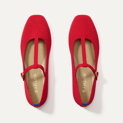 The T–Strap Mary Jane in Red Crisp | Rothys Women