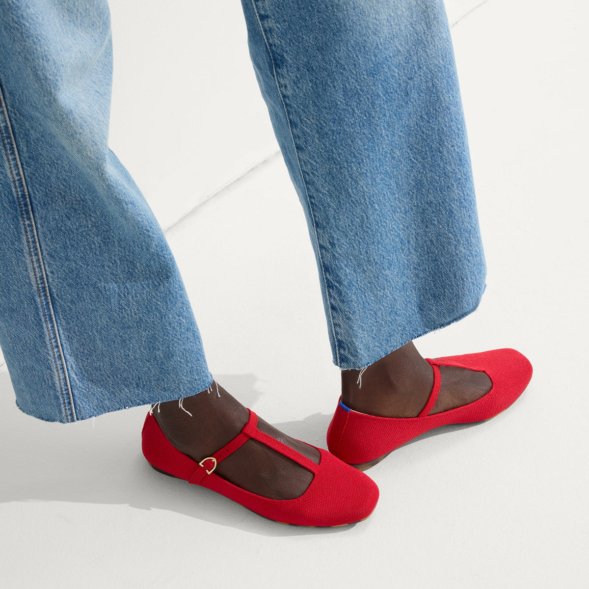 The T–Strap Mary Jane in Red Crisp | Rothys Women
