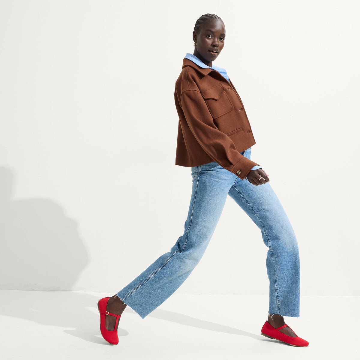 The T–Strap Mary Jane in Red Crisp | Rothys Women