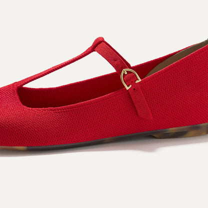 The T–Strap Mary Jane in Red Crisp | Rothys Women