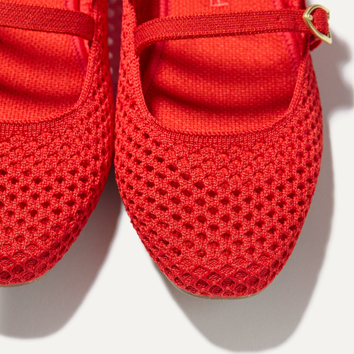 The Double Buckle Mary Jane in Bright Red Mesh | Rothys Women