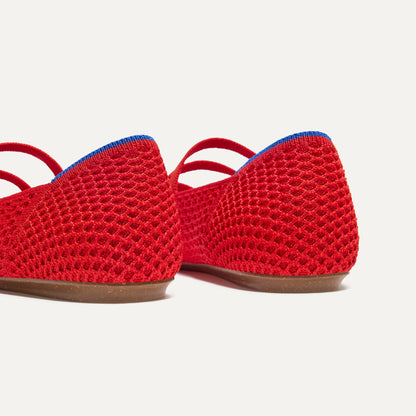 The Double Buckle Mary Jane in Bright Red Mesh | Rothys Women