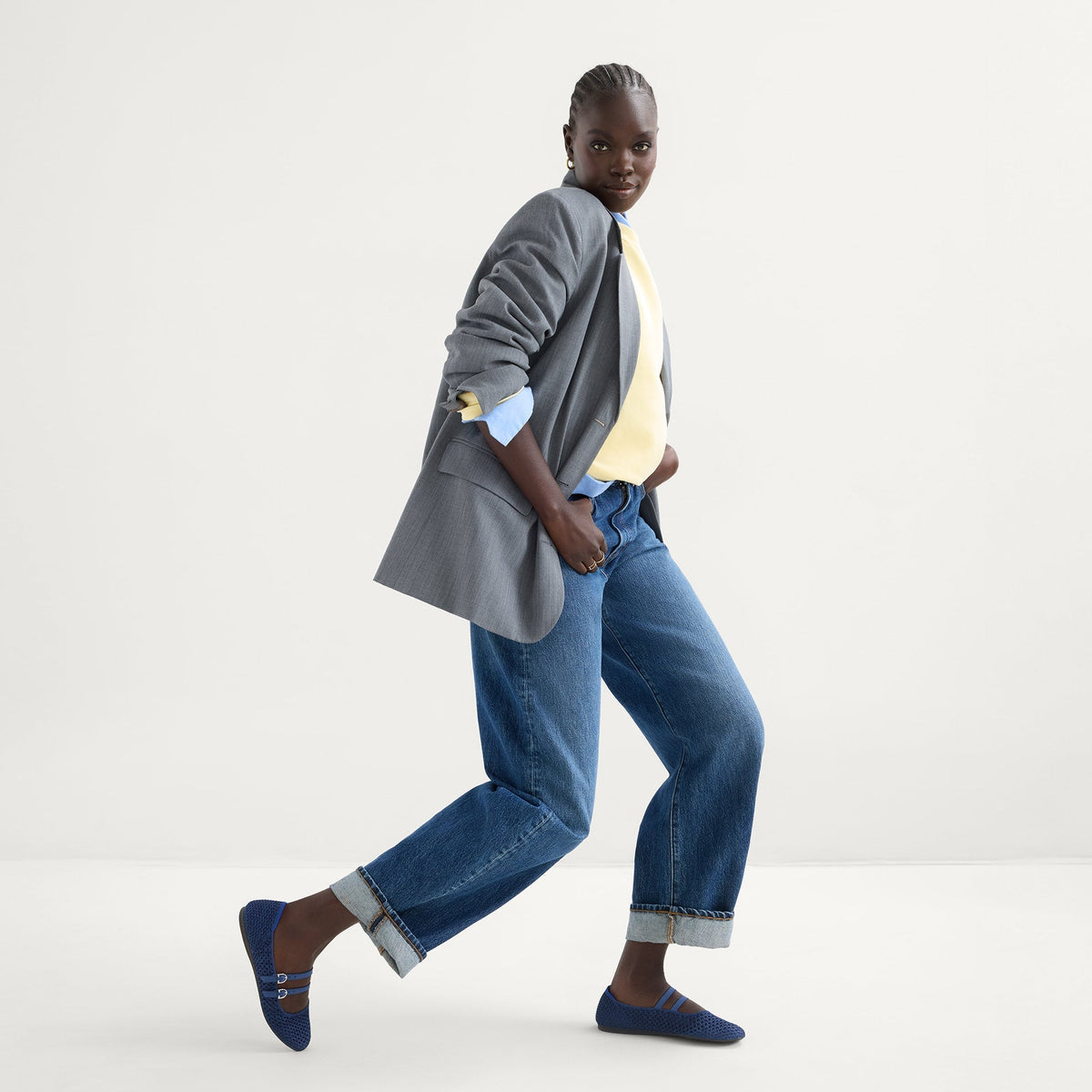 The Double Buckle Mary Jane in Blue Mesh | Rothys Women