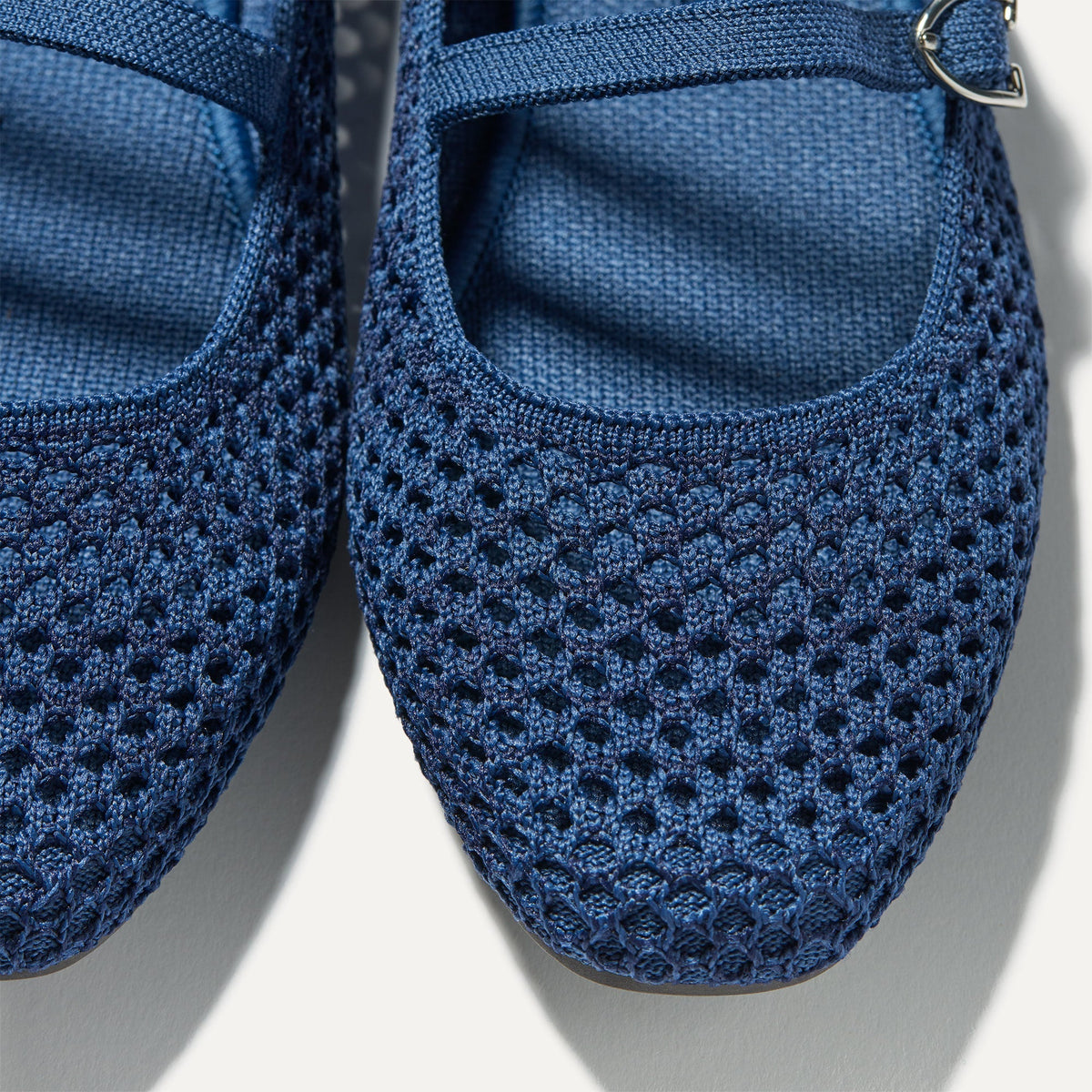 The Double Buckle Mary Jane in Blue Mesh | Rothys Women