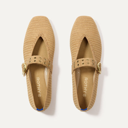 The Max Buckle Mary Jane in Tan Woven | Rothys Women