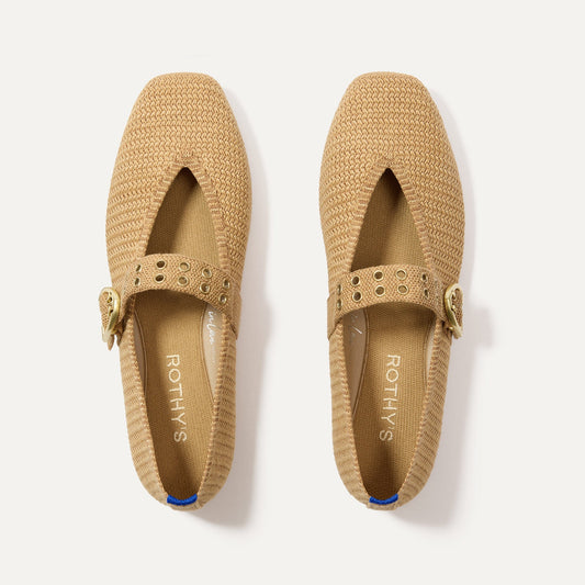 The Max Buckle Mary Jane in Tan Woven | Rothys Women