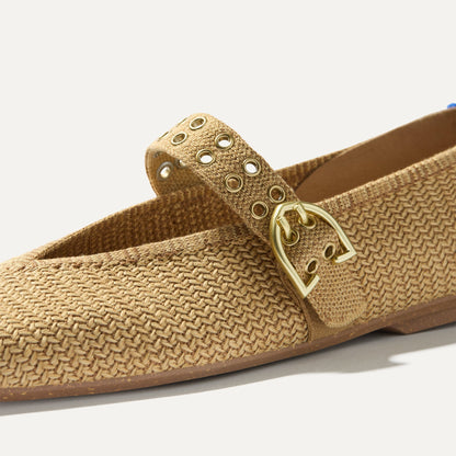 The Max Buckle Mary Jane in Tan Woven | Rothys Women
