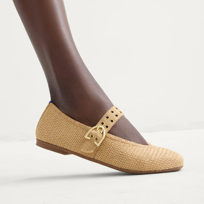 The Max Buckle Mary Jane in Tan Woven | Rothys Women