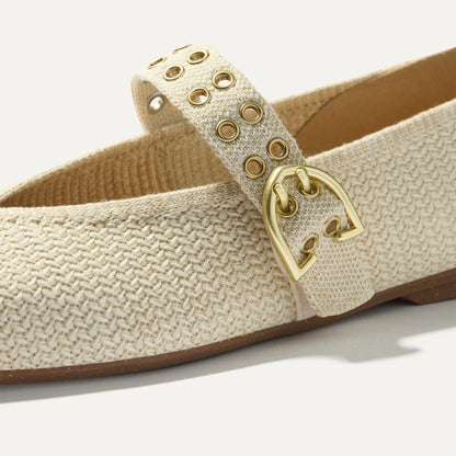The Max Buckle Mary Jane in Cream Woven | Rothys Women