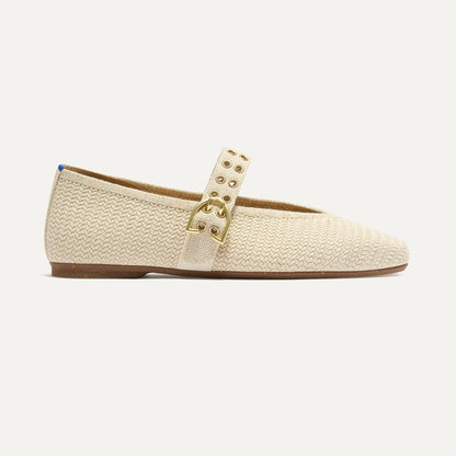 The Max Buckle Mary Jane in Cream Woven | Rothys Women