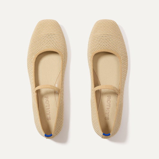 The Max Square Mary Jane in Cream Raffia Knit | Rothys Women