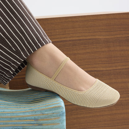 The Max Square Mary Jane in Cream Raffia Knit | Rothys Women